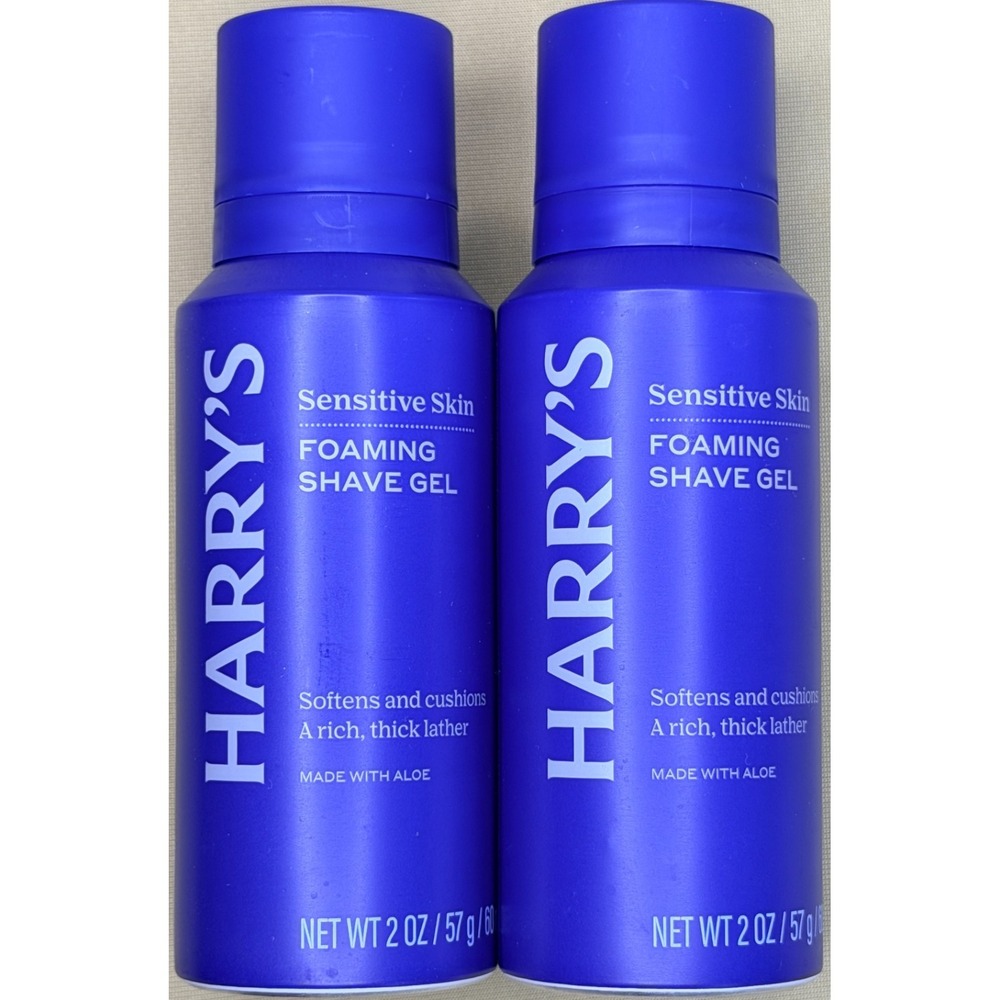 (Lot of 2) Harry's Foaming Shaving Gel w/ Aloe - 2 oz Travel Size TSA Approved